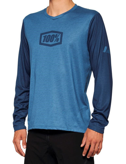 100% Airmatic Long Sleeve MTB Jersey - Slate Blue - 2022 Slate Blue Small