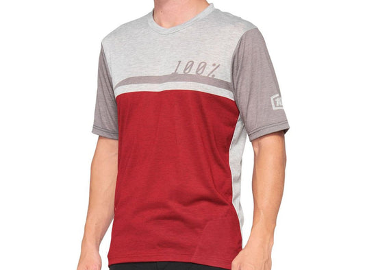 100% Airmatic Short Sleeve MTB Jersey - Cherry-Gray - 2021 Cherry - Gray Small