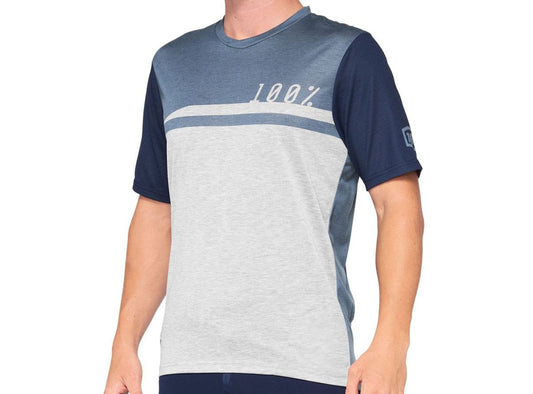 100% Airmatic Short Sleeve MTB Jersey - Steel Blue-Gray - 2021 Steel Blue - Gray Small