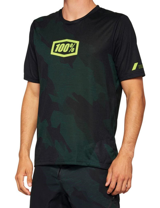100% Airmatic Short Sleeve MTB Jersey - Black Camo - 2022 Black Camo Small
