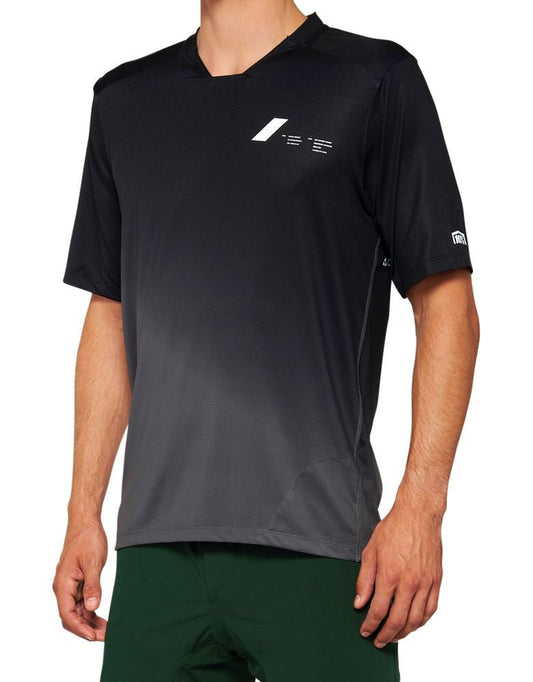 100% Celium Short Sleeve MTB Jersey - Black-Charcoal - 2022 Black - Charcoal Small