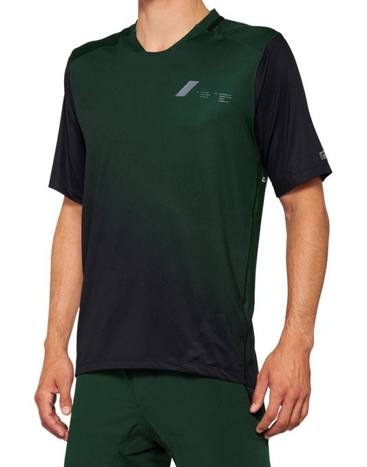 100% Celium Short Sleeve MTB Jersey - Green-Black - 2022 Green - Black Small