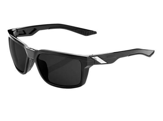 100% Daze - Polished Black Casual Sunglasses - Gray PEAKPOLAR Lens Black