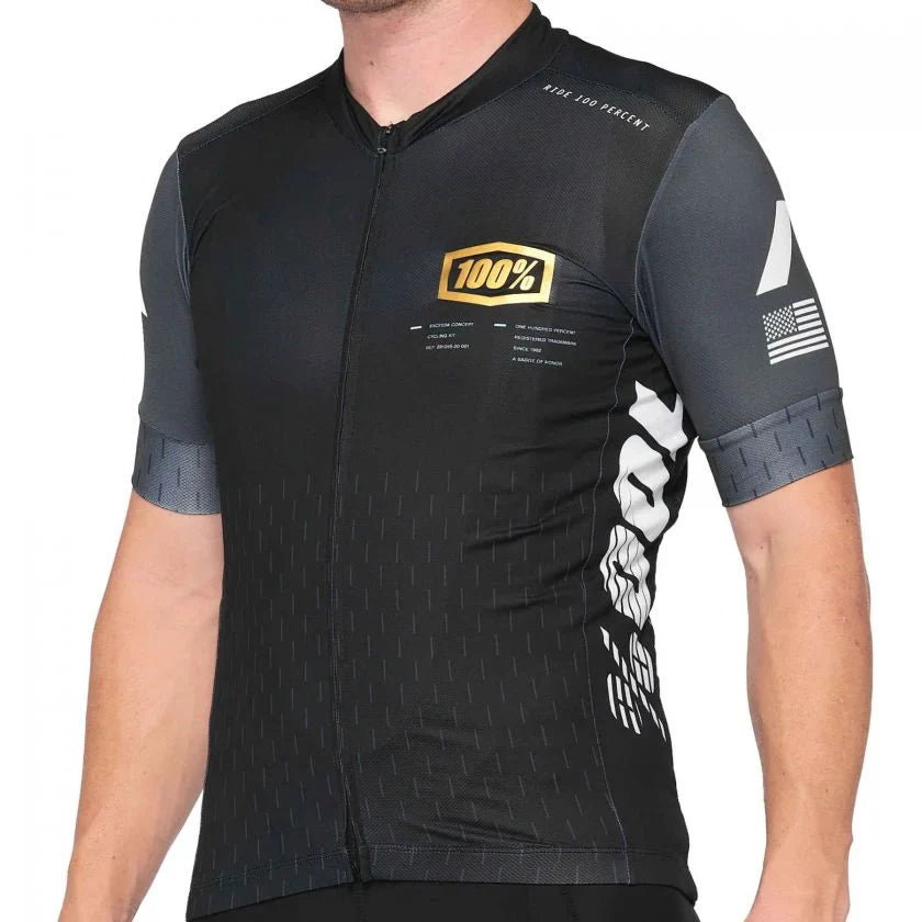 100% Exceeda Short Sleeve MTB Jersey - Black-Charcoal - 2022 Black - Charcoal Small
