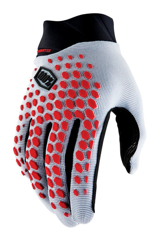 100% Geomatic Glove - Gray-Racer Red - 2022 Gray - Racer Red Small