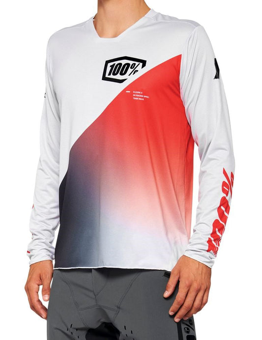 100% R-Core-X Long Sleeve MTB Jersey - Racer Red - 2022 Racer Red Small