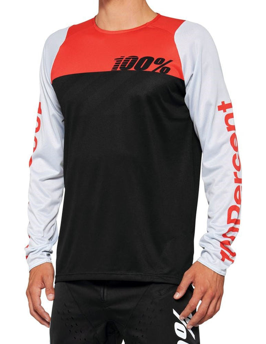 100% R-Core Long Sleeve MTB Jersey - Racer Red - 2022 Racer Red Small