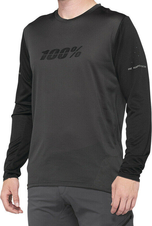 100% Ridecamp Long Sleeve MTB Jersey - Black-Charcoal - 2022 Black - Charcoal Small