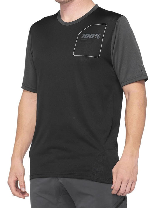 100% Ridecamp Short Sleeve MTB Jersey - Black-Charcoal - 2022 Black - Charcoal Small