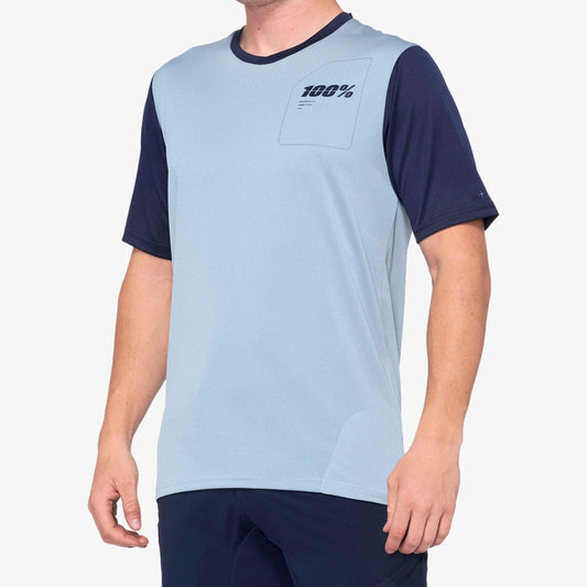 100% Ridecamp Short Sleeve MTB Jersey - Blue-Navy - 2022 Blue - Navy Small
