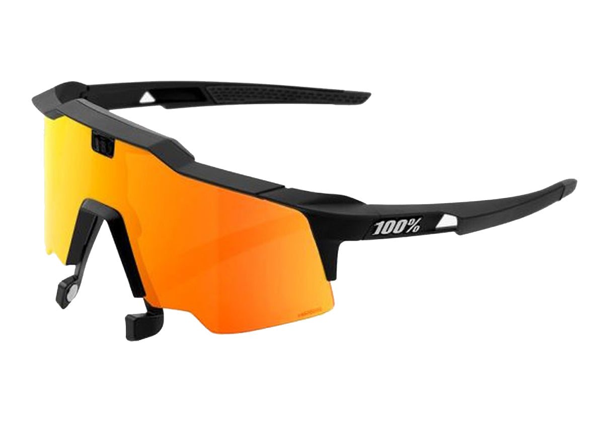 100% SpeedCraft AIR- Soft Tact Black Performance Sunglasses - HiPER Red Multilayer Mirror Black