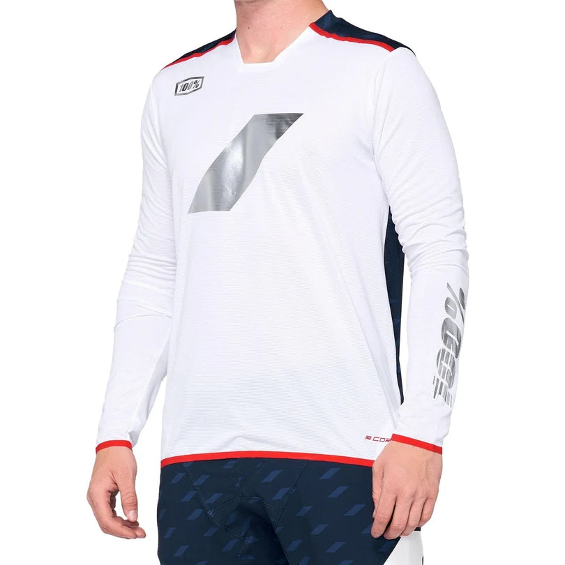 100% R-Core X Long Sleeve MTB Jersey - Ltd Edition - Navy-White