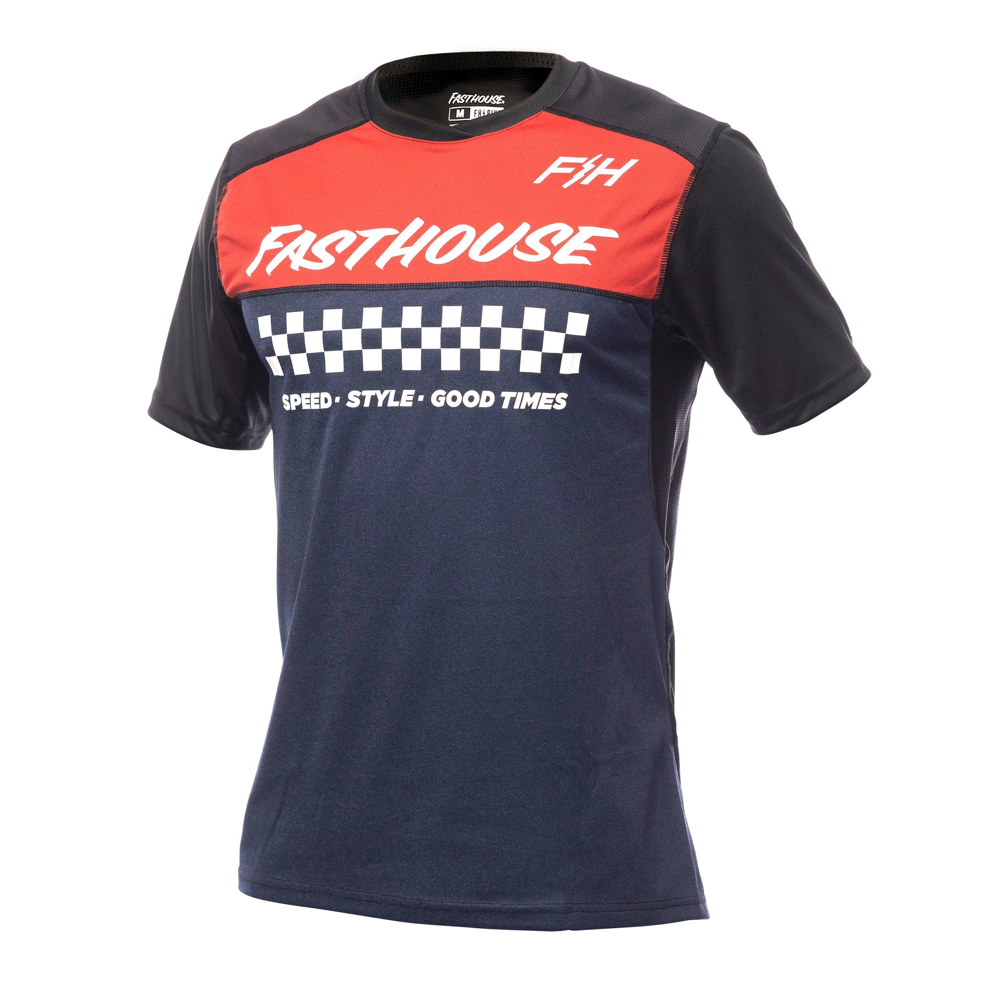Fasthouse Alloy Mesa Short Sleeve MTB Jersey - Youth - Heather Red-Navy - 2022 Heather Red - Navy Small