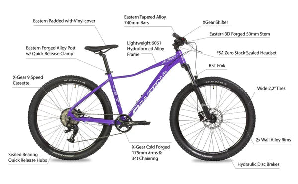 Eastern Alpaka 27.5 MTB Hardtail Bike - Purple