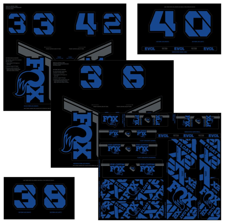 Fox Suspension Fork and Shock AM Custom Decal Kit - Blue