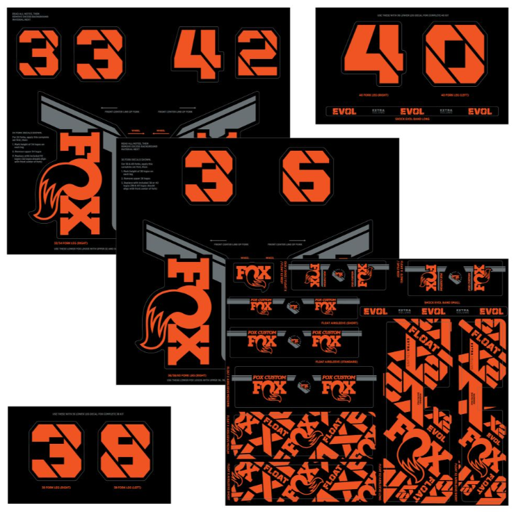 Fox Suspension Fork and Shock AM Custom Decal Kit - Factory Orange