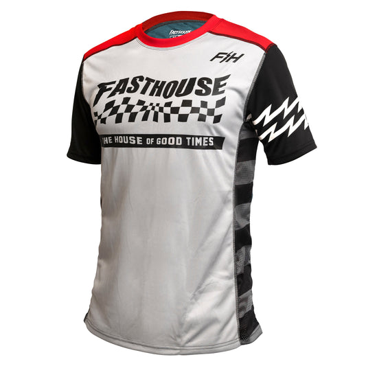 Fasthouse Classic Velocity Short Sleeve MTB Jersey - Youth - Silver-Indigo - 2022 Silver - Indigo Small