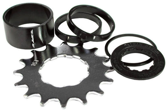 DMR Singlespeed Spacer Kit Black Includes - 4 Spacers, 16t Cog, Lockring