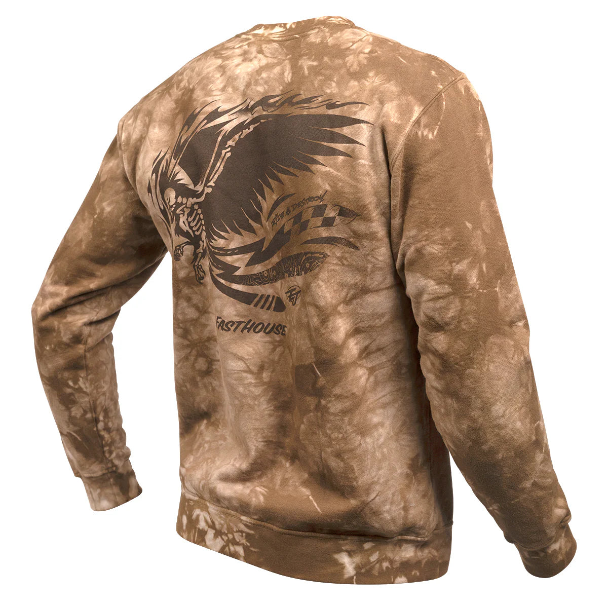 Fasthouse Emil Johansson Live and Enjoy Crew Neck Pullover - Tie Dye Brown-White