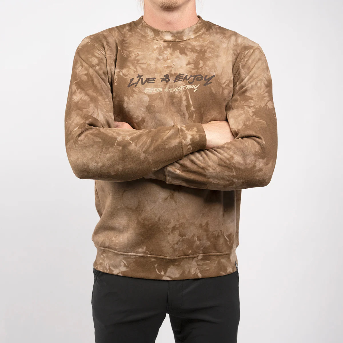 Fasthouse Emil Johansson Live and Enjoy Crew Neck Pullover - Tie Dye Brown-White