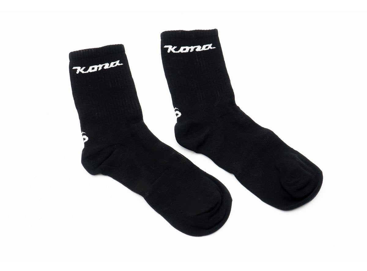 Kona Wordmark 6" Tube Sock - Black-White Black - White Small