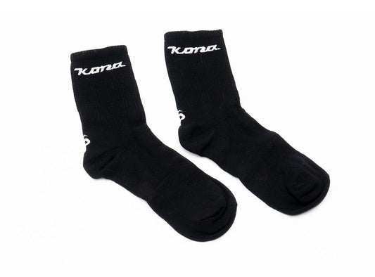 Kona Wordmark 6" Tube Sock - Black-White Black - White Small
