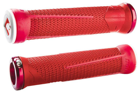 ODI AG-1 Aaron Gwin Lock-On Grips - Red-Fire Red Red - Fire Red