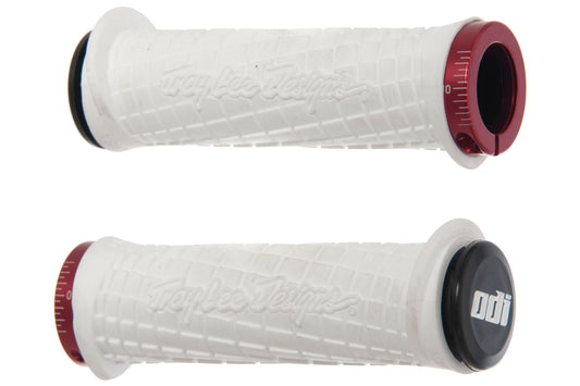 ODI Troy Lee Lock-On Bonus Pack Grips - White White Red Clamp