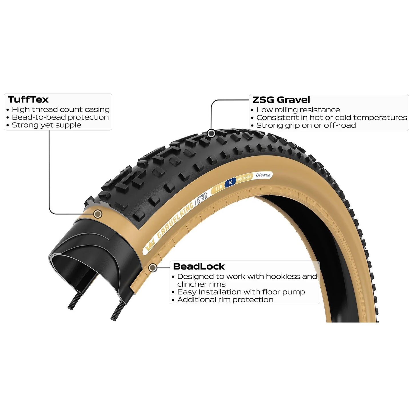 Panaracer Gravelking EXT 700c Folding Gravel Tire - Black