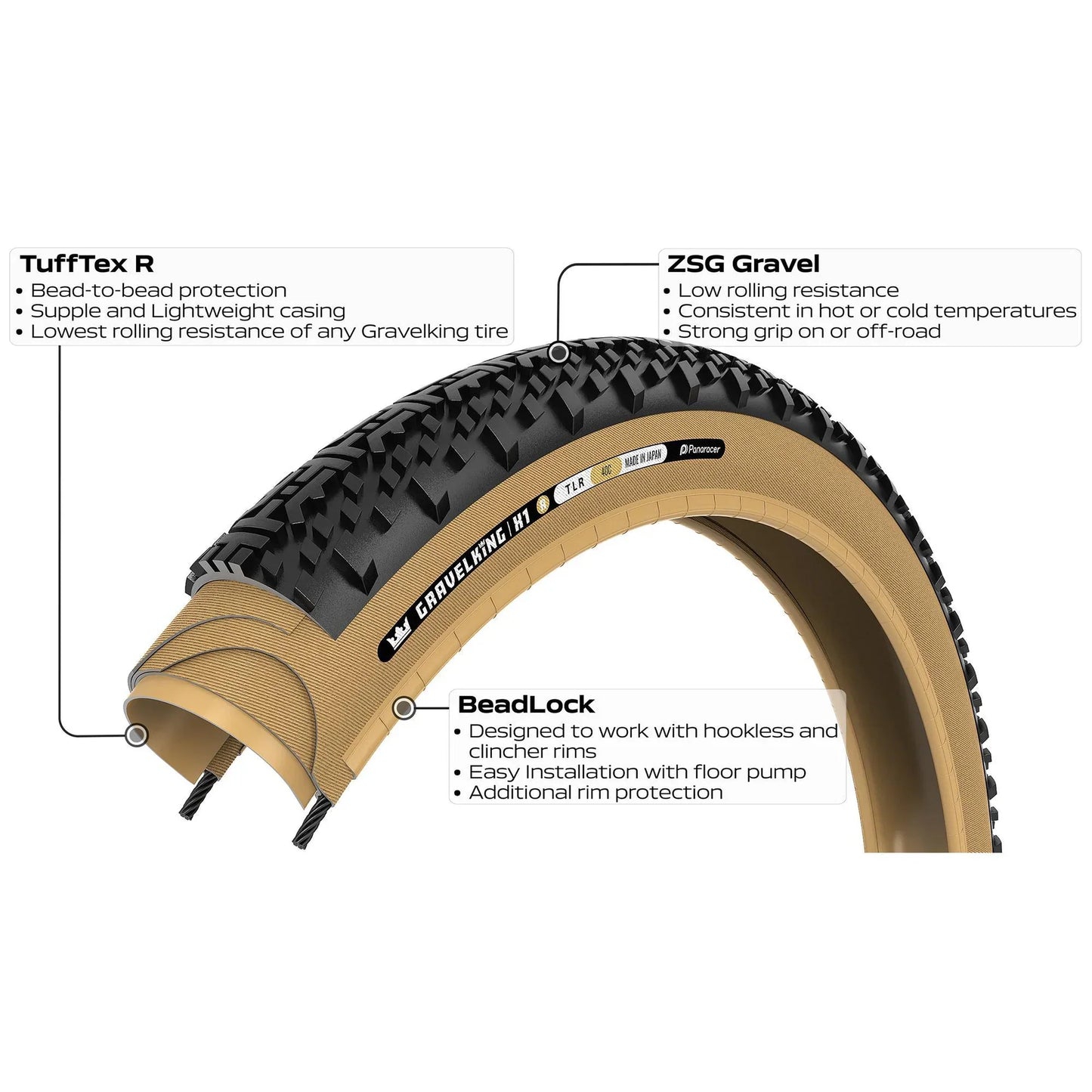 Panaracer Gravelking X1 R 700c Folding Gravel Tire - Black-Amber