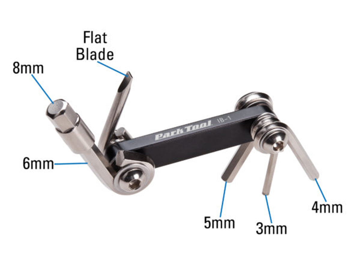 Park Tool I-Beam Mini Folding Multi-Tool IB-1 - Black-Silver Black - Silver