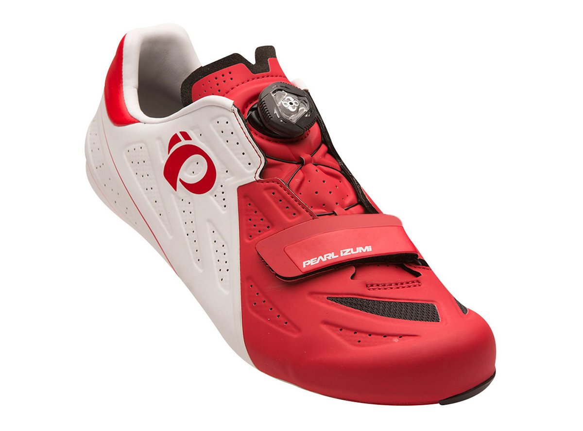 Pearl Izumi Elite v5 Road Shoe - White-True Red White - True Red EU 40.5