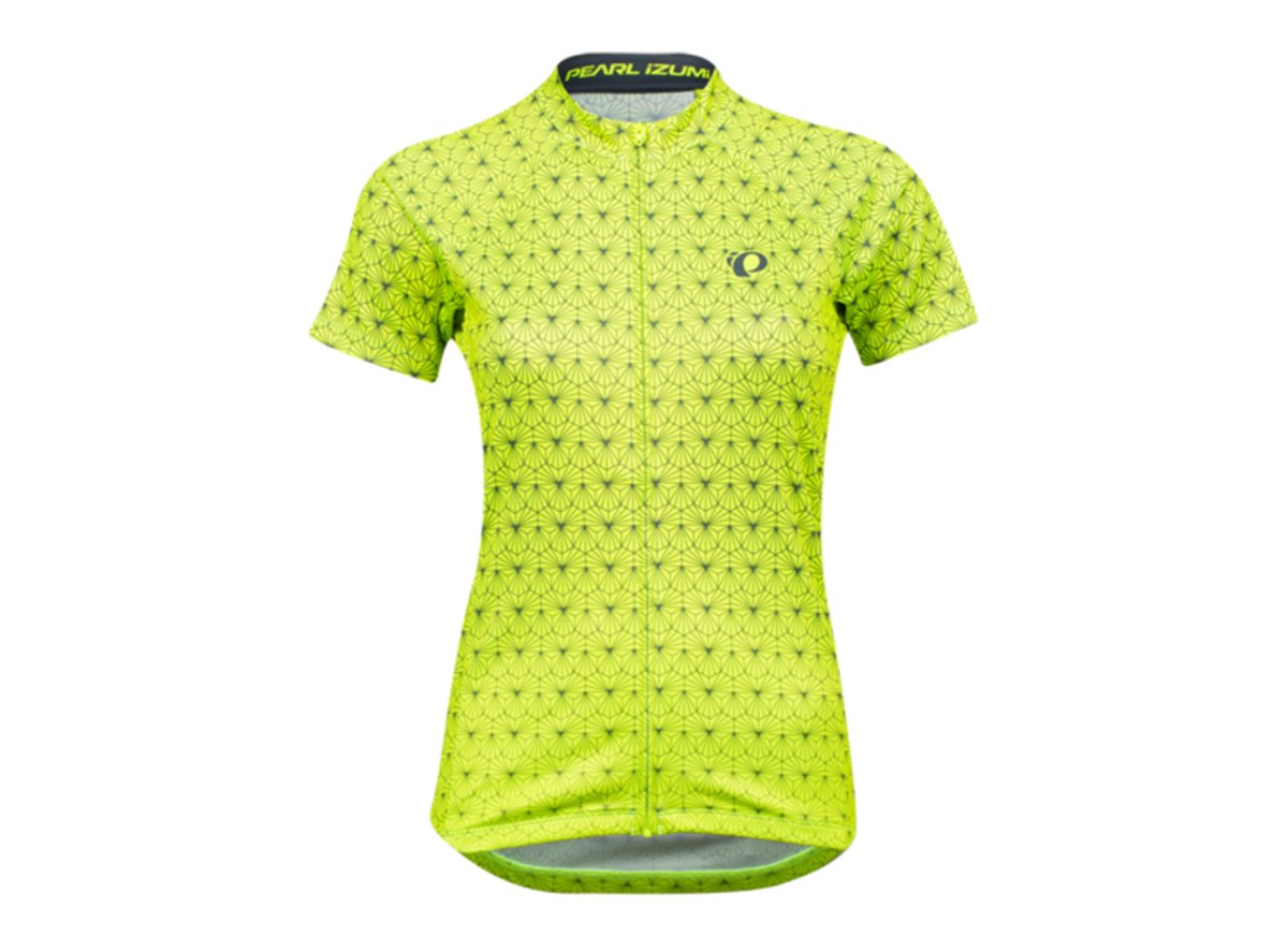 Pearl Izumi Select Escape Short Sleeve Graphic Jersey - Womens - Screaming Yellow-Turbulence Deco Screaming Yellow - Turbulence Deco Medium
