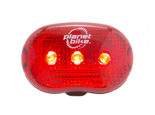 Planet bike Blinky 3 Rear Light with Batteries - Red-Black Red - Black
