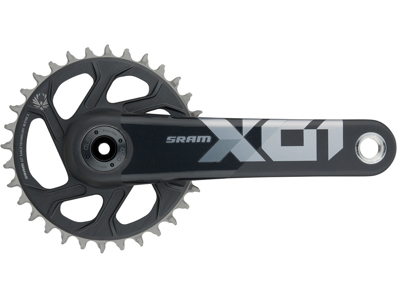 SRAM X01 Eagle DUB 12 Spd Crankset - 55mm Chainline - Lunar-Polar Black Lunar - Polar Black 175mm - 32t