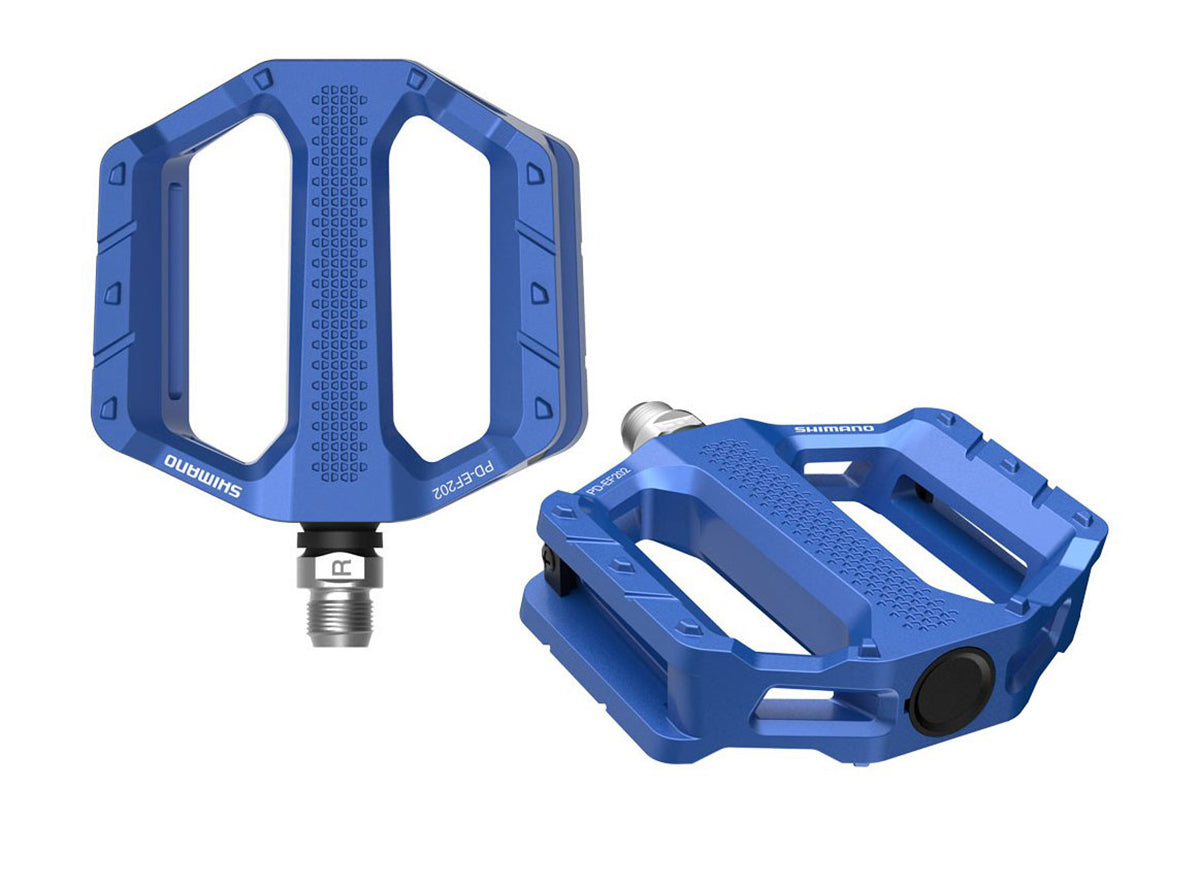 Shimano EF202 E-Bike Flat Pedals - Blue Blue No Reflector
