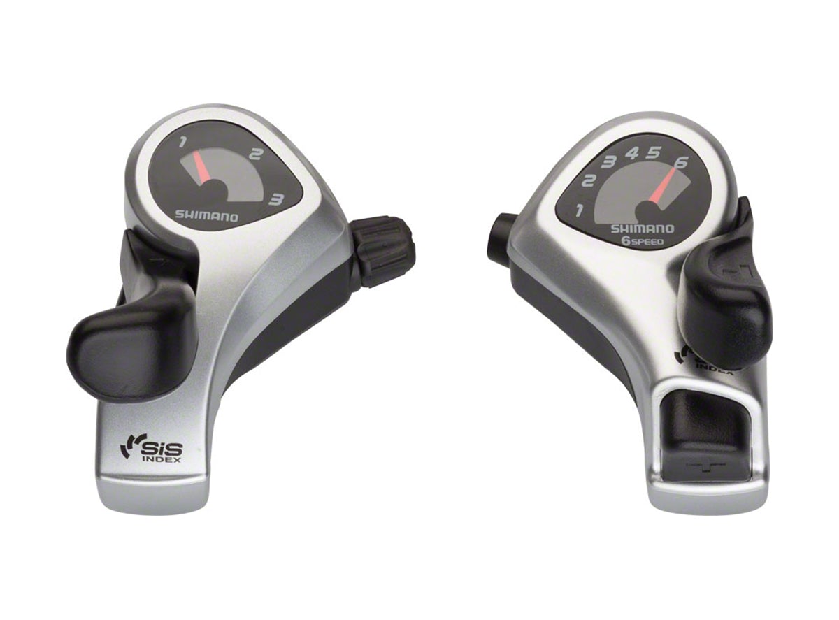 Shimano Tourney TX50 3x6 Spd Thumb Shifter Set Silver Pair