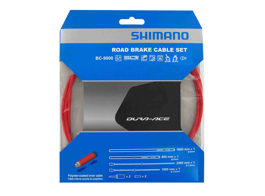 Shimano Dura-Ace 9000 Road Polymer Brake Cable Set - Red Red 1.6 x 2000mm
