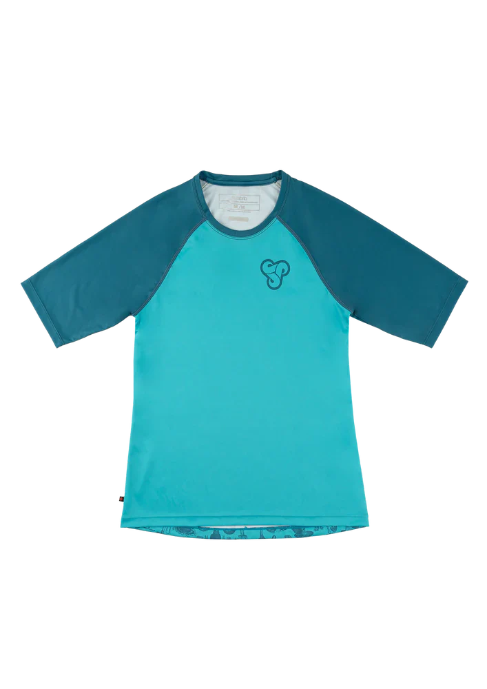 Sombrio Alder 2 3/4 Sleeve MTB Jersey - Womens - Mushroom-Boreal Blue-Skyline Blue Mushroom - Boreal Blue - Skyline Blue X-Small