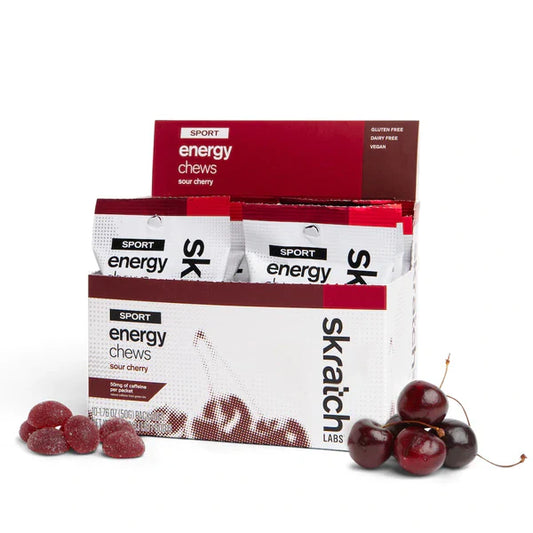Skratch Labs Sport Energy Chews - Caffeinated Sour Cherry Caffeinated Sour Cherry 10 Pack