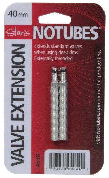 Stans No Tubes Threaded Valve Extenders - Pair - Silver Silver 40mm