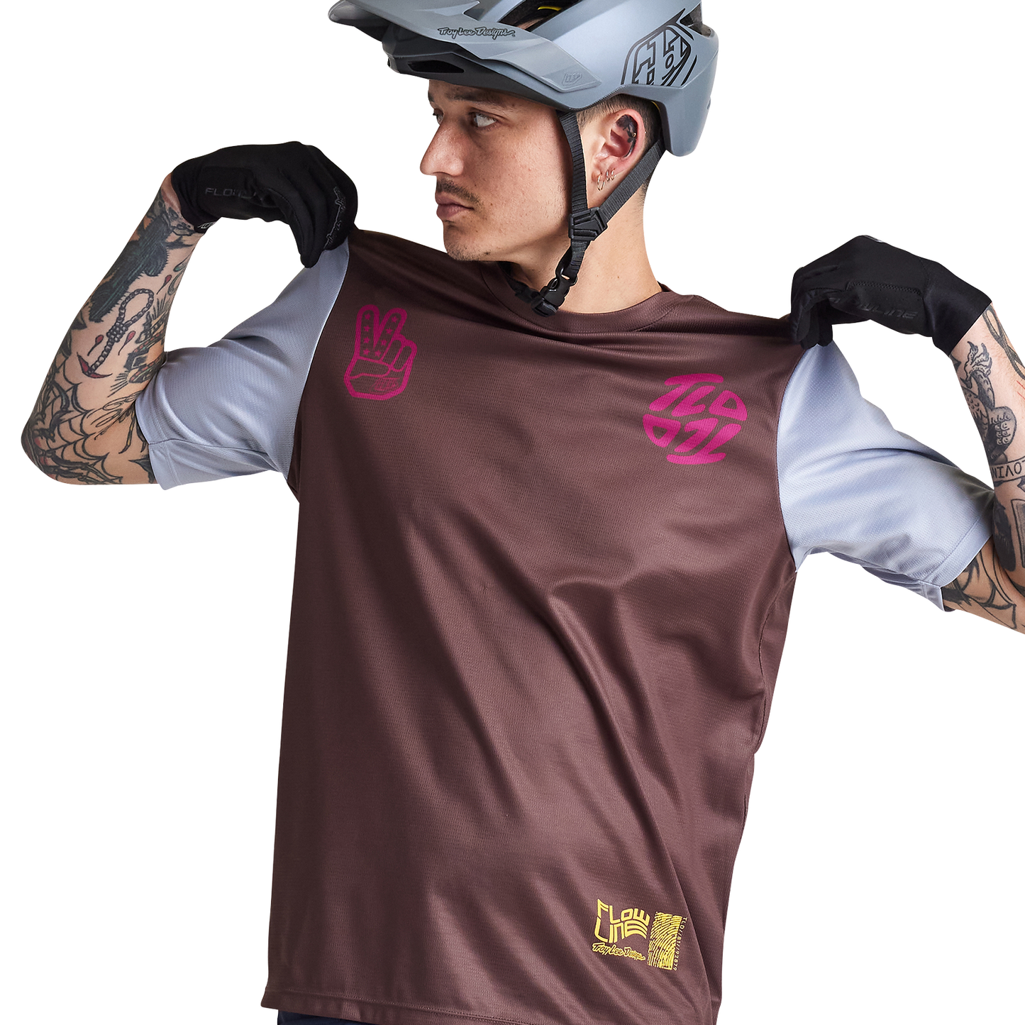 Troy Lee Designs Flowline Short Sleeve MTB Jersey - Flipped - Chocolate