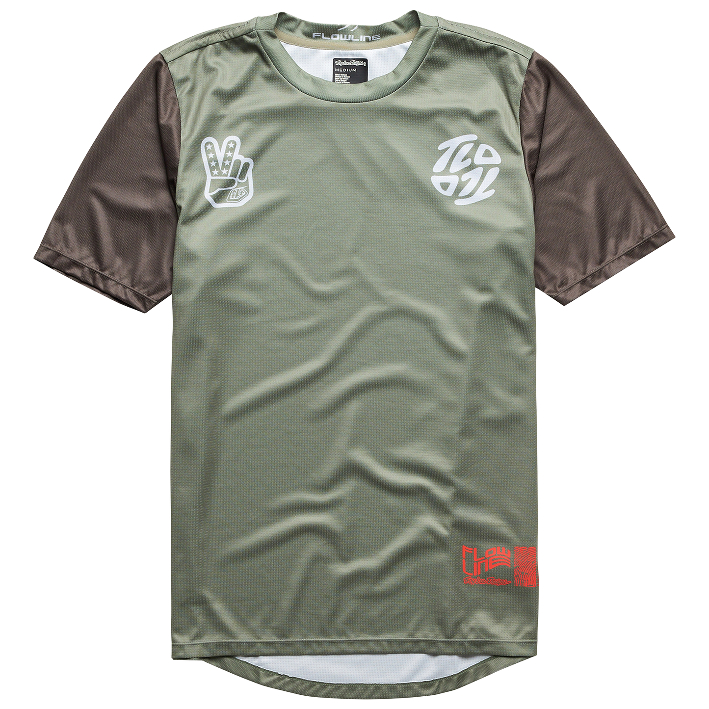 Troy Lee Designs Flowline Short Sleeve MTB Jersey - Flipped - Olive