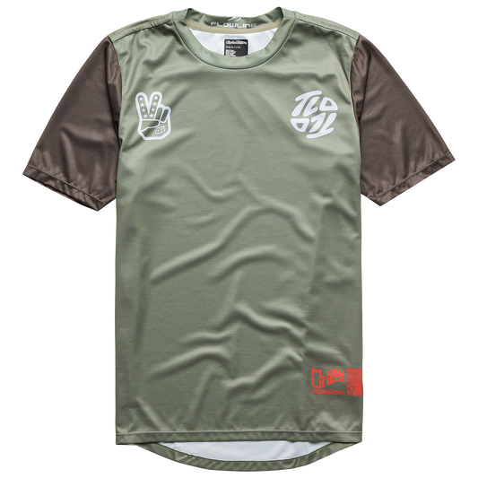 Troy Lee Designs Flowline Short Sleeve MTB Jersey - Flipped - Olive