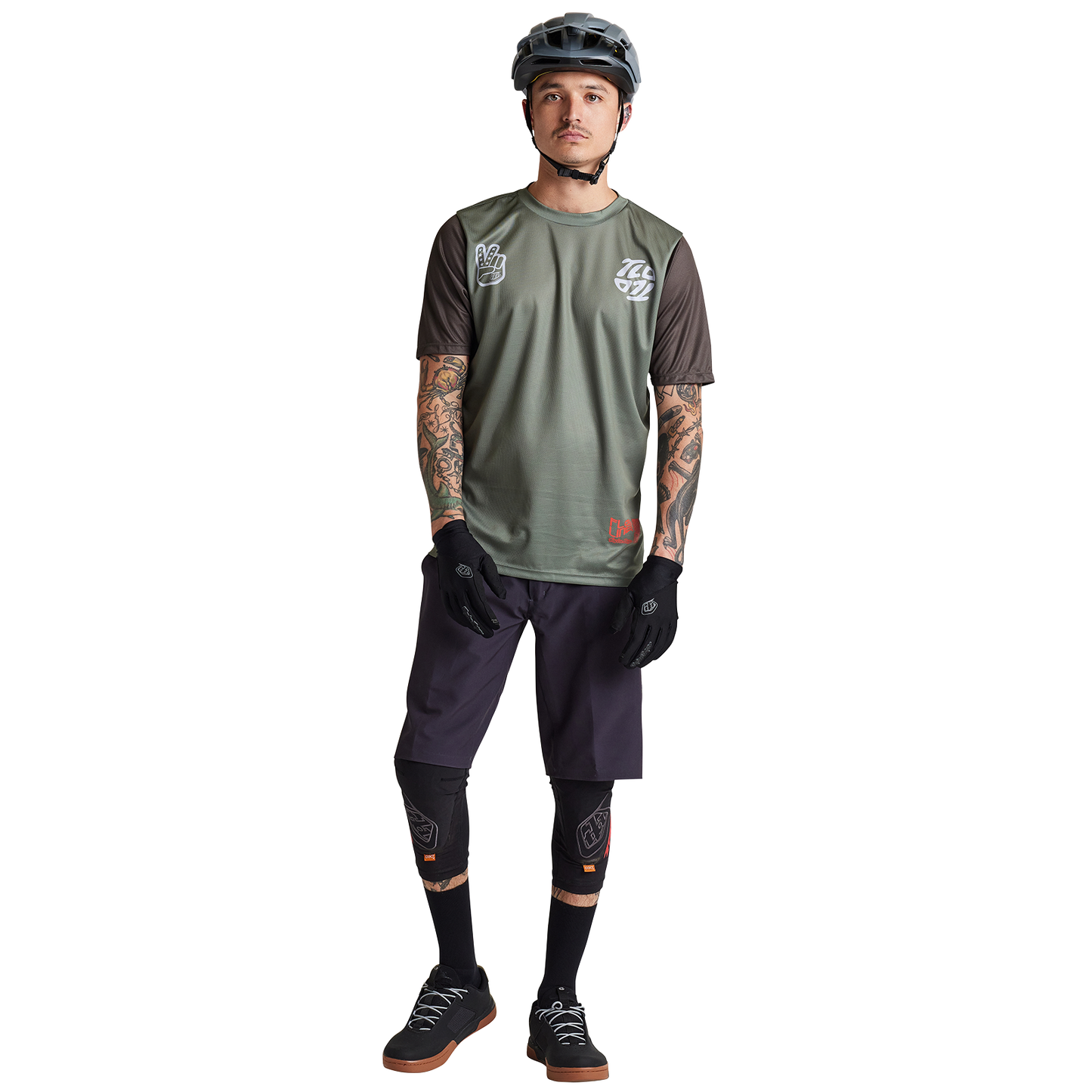 Troy Lee Designs Flowline Short Sleeve MTB Jersey - Flipped - Olive