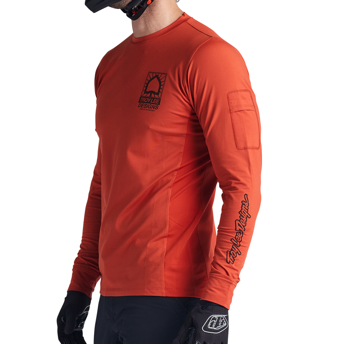 Troy Lee Designs Ruckus Long Sleeve Ride Tee - Bolts - Create To Destroy - Brick