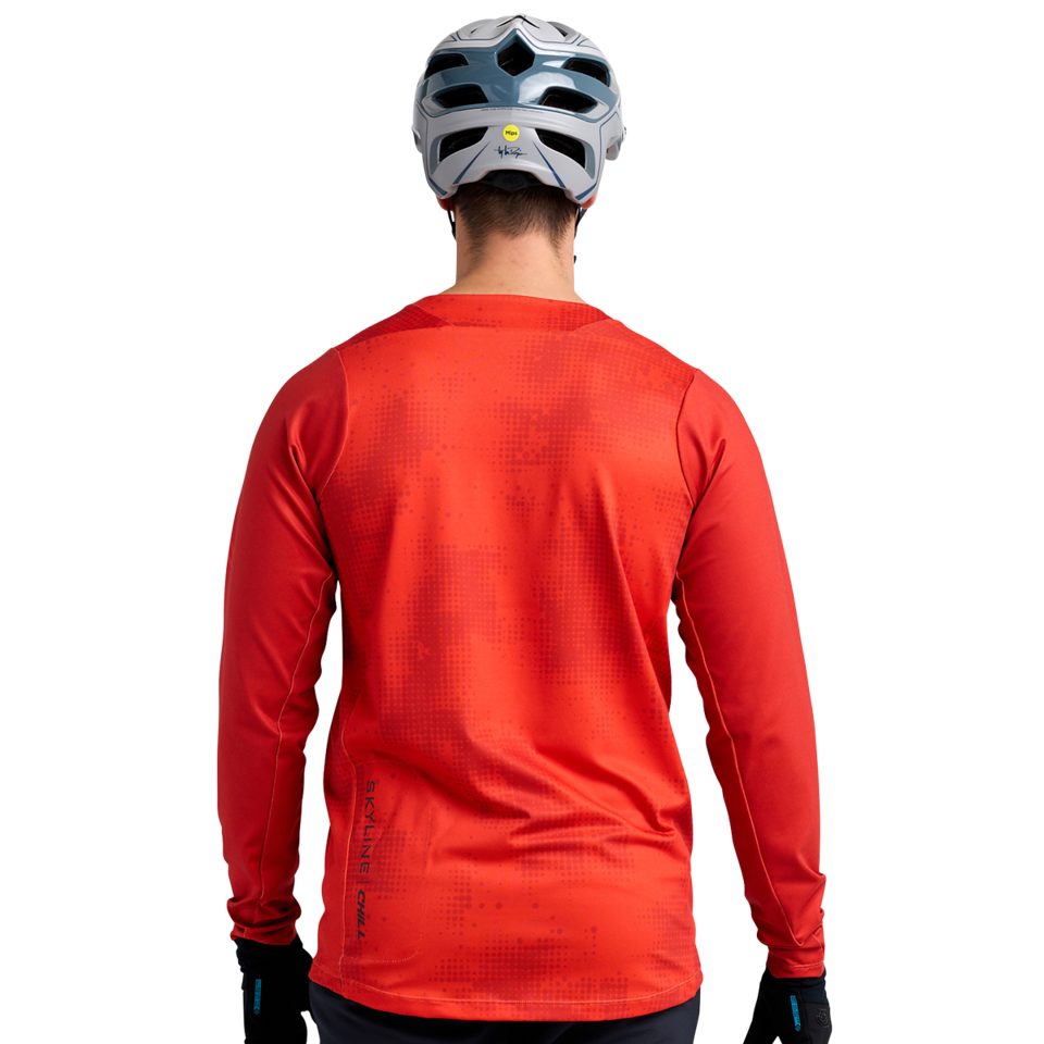 Troy Lee Designs Skyline Chill Long Sleeve MTB Jersey - Scattered - Fire Orange