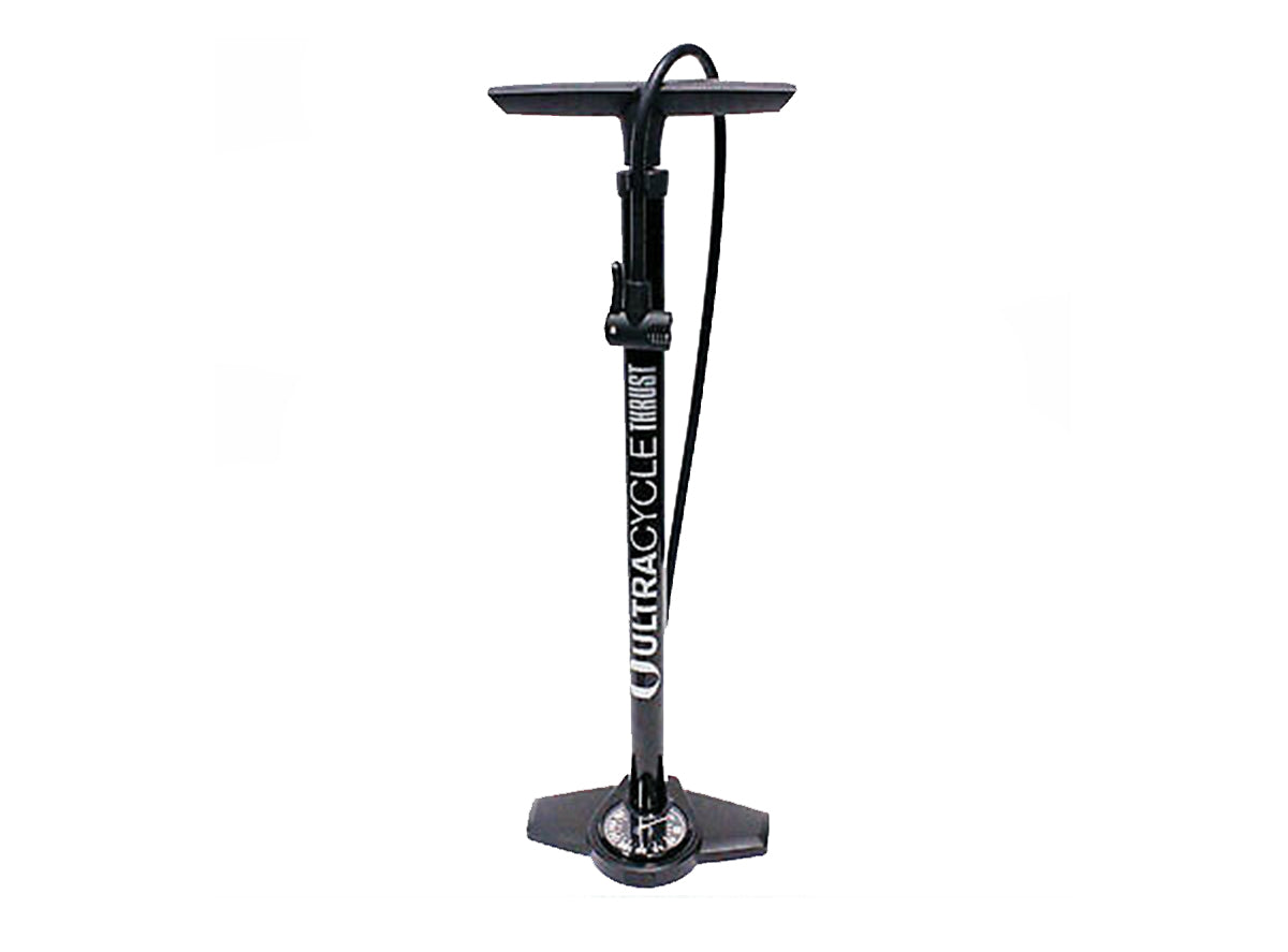 Ultracycle Thrust Floor Pump Black 160psi Max - with Gauge