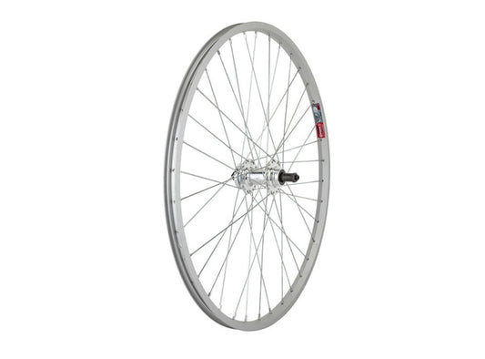 WheelMaster 26" Alloy Disc Single Wall MTB Wheel - Rear - Silver Silver 9mm QR - 36h - 5/6/7 Speed Freewheel
