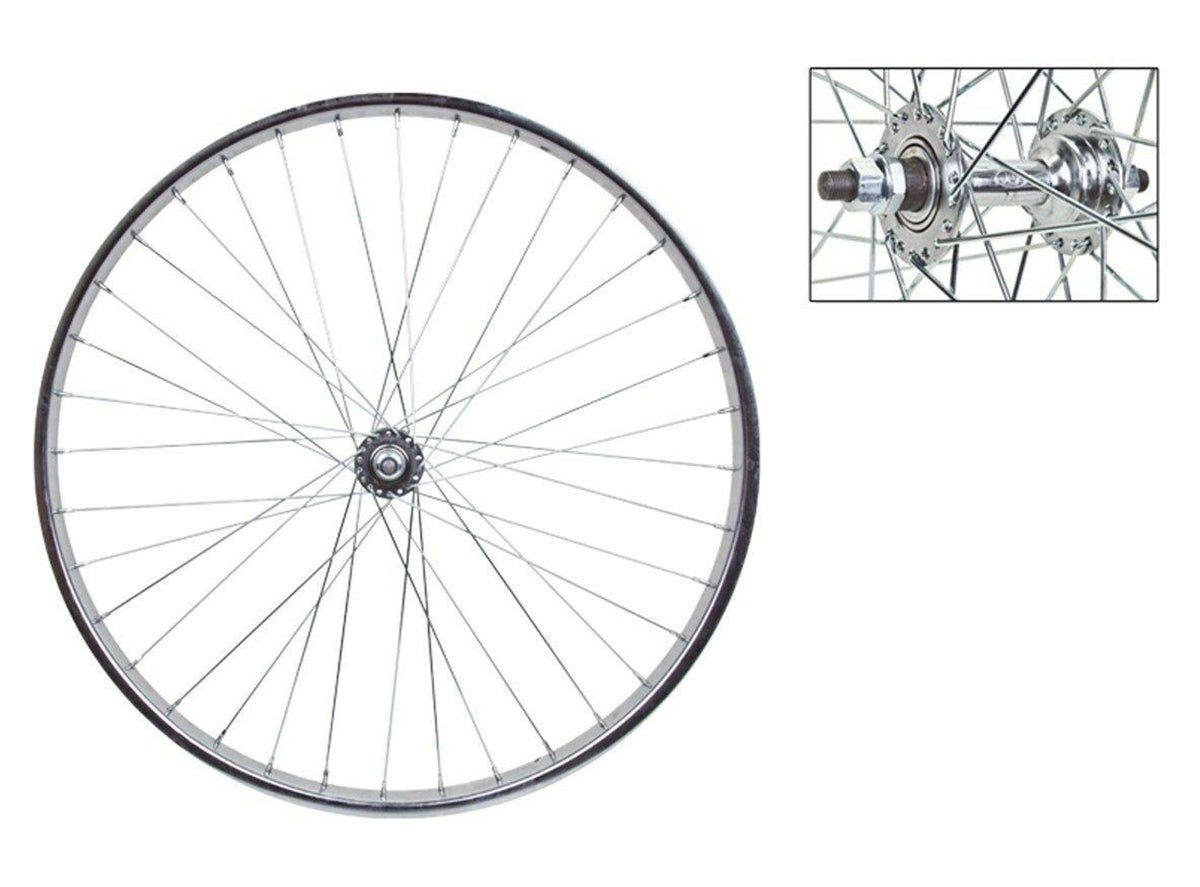 Wheel Master 26" Alloy Cruiser Wheelset – Weinmann AS7X Rims, Coaster Brake – Silver